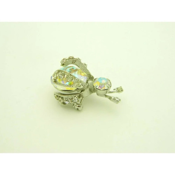 Unsigned JOSEPH WARNER AB Crystal Brooch BEETLE LA - Picture 3 of 4
